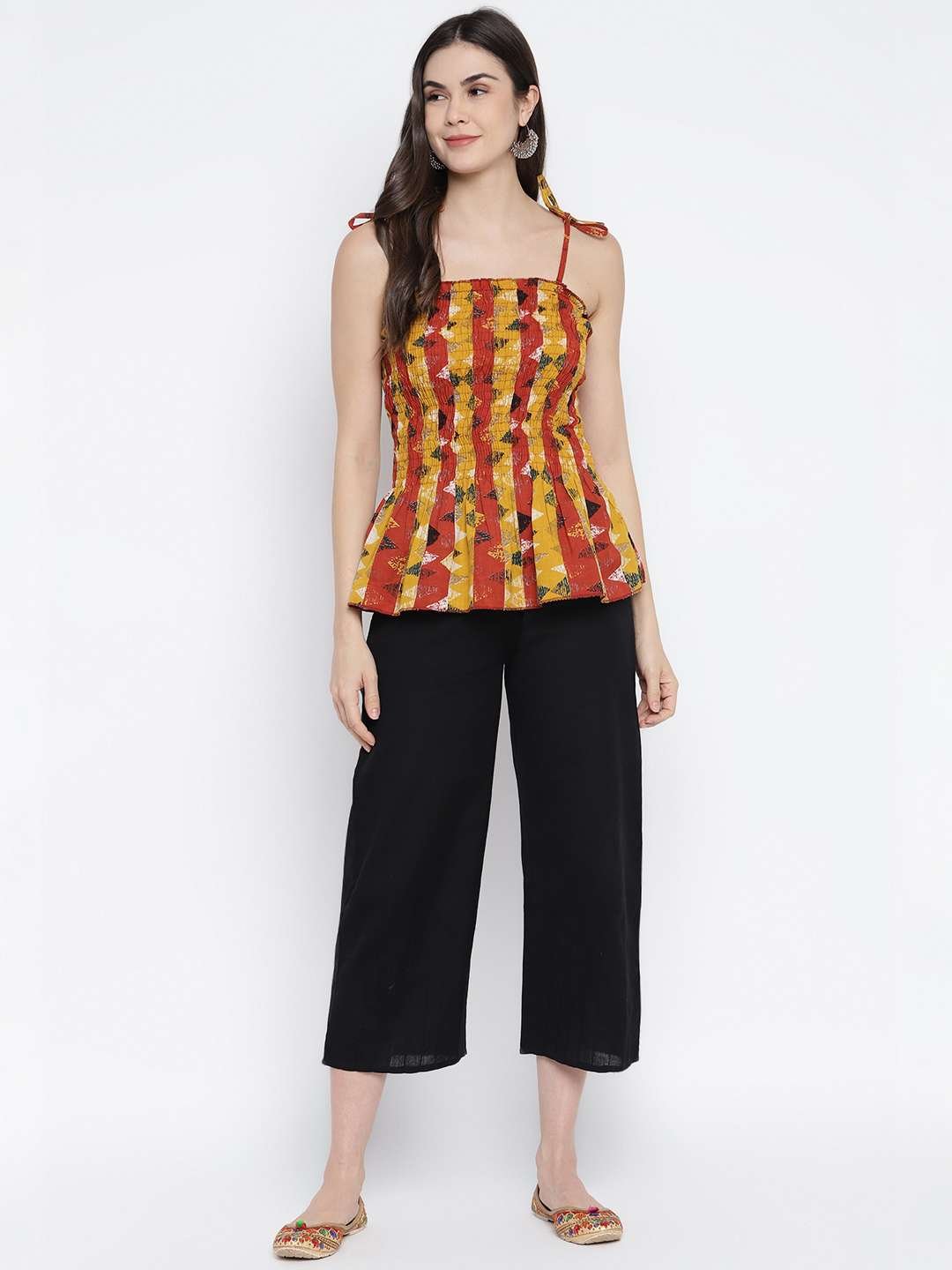 Women's Rayon Printed Casual Summer Style Tie Shoulder Straps Free Size Tank Top ( Multi1) - Image 3