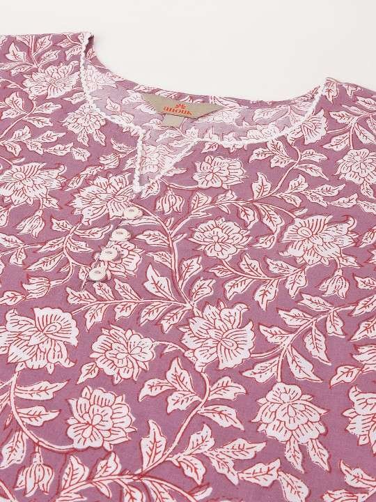 Women's Rayon Floral Printed Straight Short Kurti Set - Image 3