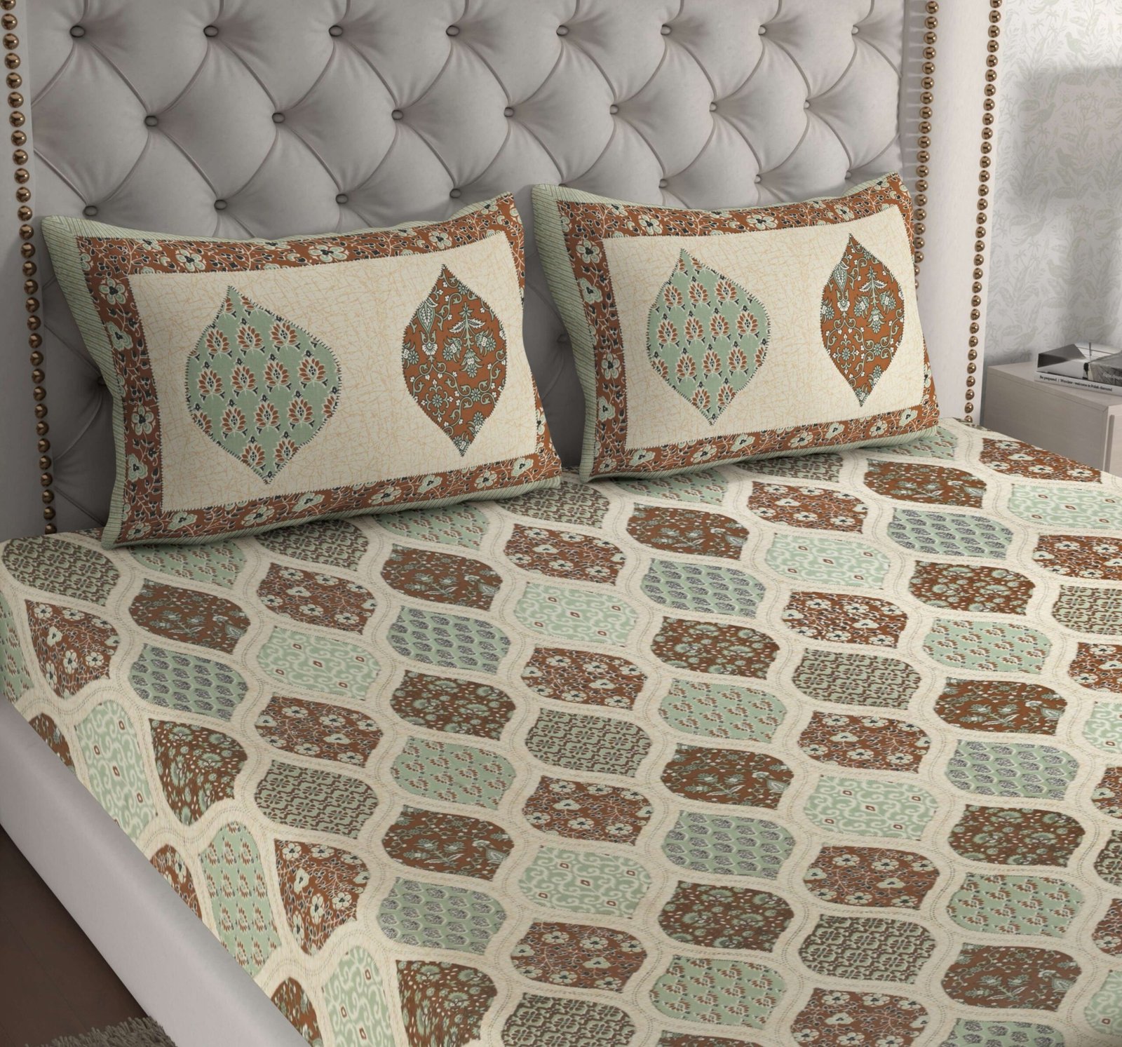 Rajasthani Traditionally Printed Cotton Doublebed Bedsheet With Pack of 2 Pillow Covers - Image 3
